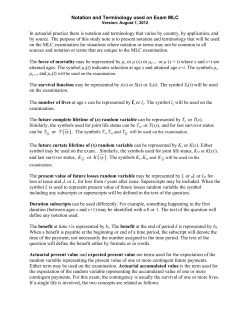 Notation and Terminology used on Exam MLC In actuarial practice