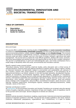 environmental innovation and societal transitions