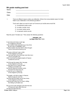 8th grade reading post test - Melissa Weber