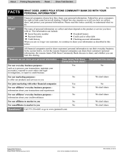 FACTS WHAT DOES JAMES POLK STONE COMMUNITY BANK DO