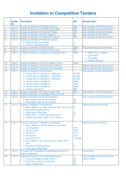 COMPETITIVE TENDERS CLOSING 15-02-17