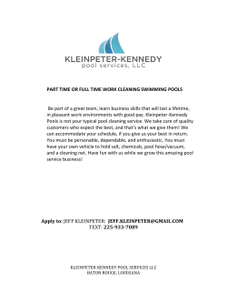 PART TIME OR FULL TIME WORK CLEANING SWIMMING POOLS