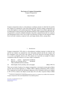 The Syntax of Conjunct Extraposition Conjunct Extraposition Imke