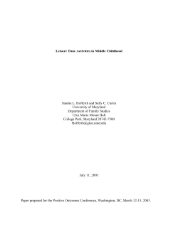 Leisure Time Activities in Middle Childhood