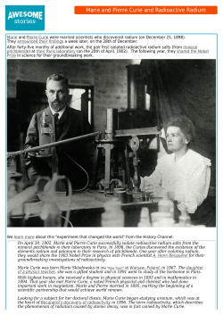 Marie and Pierre Curie and Radioactive Radium