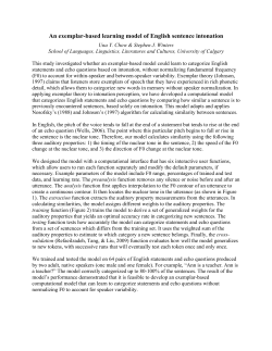 An exemplar-based learning model of English sentence intonation