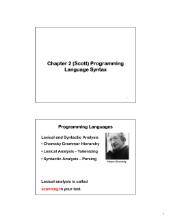 Chapter 2 (Scott) Programming Language Syntax