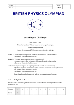 Physics Challenge 2010 Question Paper