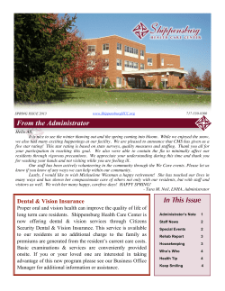 From the Administrator - Shippensburg Health Care Center