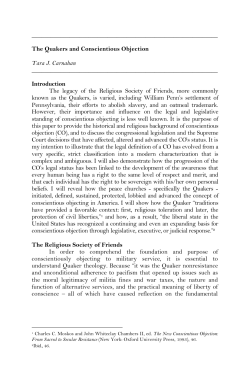 The Quakers and Conscientious Objection