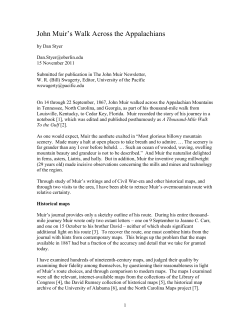 John Muir`s Walk Across the Appalachians