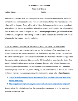 FBS JUNIOR STEAM EXPLORER Topic: Solar