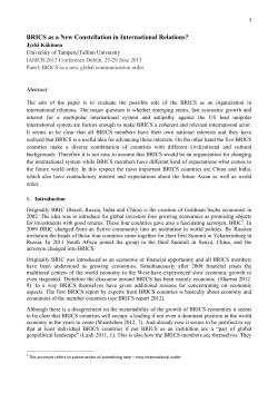 BRICS and a new constellation in international relations?