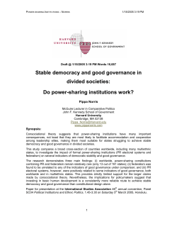 Stable democracy and good governance in divided societies: Do
