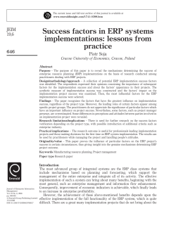 Success factors in ERP systems implementations: lessons from