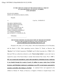 Motion to Expand Receivership to Include Interventional Pain Center