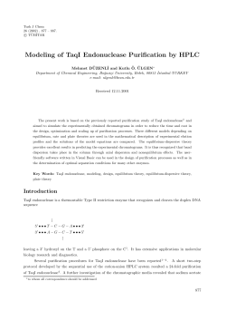 Modeling of TaqI Endonuclease Purification by