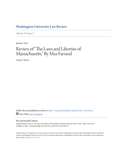 Review of &ldquo;The Laws and Liberties of Massachusetts,&rdquo; By Max Farrand