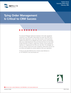 Tying Order Management Is Critical to CRM Success