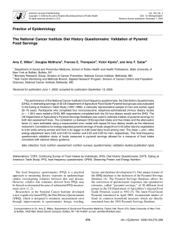The National Cancer Institute Diet History Questionnaire: Validation
