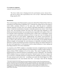 Co-creation in complexity A plea for outreach research1 `The classic