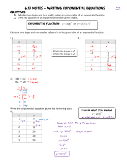 6.13 Notes &ndash; Writing Exponential Writing Exponential equations