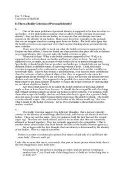 Is There a Bodily Criterion of Personal Identity?