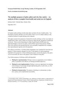 The multiple purposes of policy pilots and why they matter &ndash; An