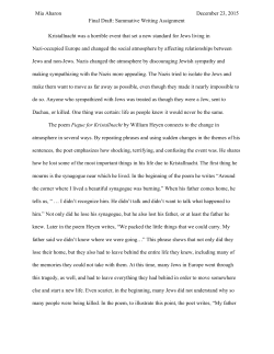Mia Aharon December 23, 2015 Final Draft: Summative Writing