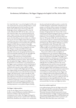 Revolutionary Self-Sufficiency: the Diggers` Digging in