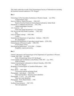 ESS finding aid - Entomological Society of Saskatchewan