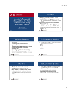 Impact of a Pharmacist- Managed Diabetes Clinic on Patients with