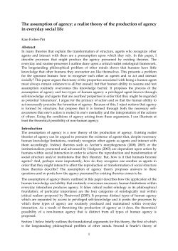 The assumption of agency: a realist theory of the production of