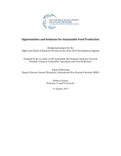 Opportunities and Solutions for Sustainable Food Production