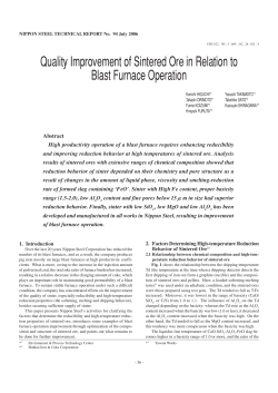 Quality Improvement of Sintered Ore in Relation to Blast Furnace
