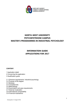 NORTH-WEST UNIVERSITY POTCHEFSTROOM CAMPUS
