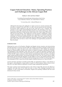 Copper solvent extraction: status,operating practices and