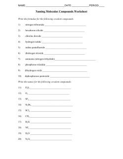 Naming Molecular Compounds Worksheet