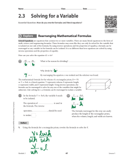 2.3 Solving for a Variable