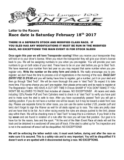 Letter to the Racers - Turner Ridge Riders