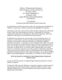 History of Massachusett Industries Their Inception, Growth and