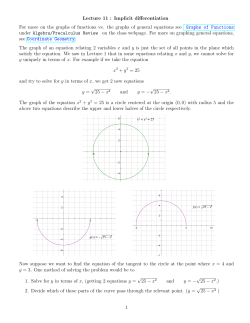 Lecture 11 : Implicit differentiation For more on the graphs of