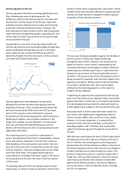 German pig price on the rise German pig prices have