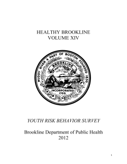 HEALTHY BROOKLINE VOLUME XIV YOUTH RISK BEHAVIOR