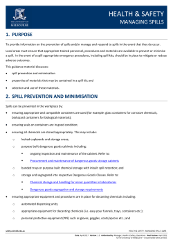Managing spills - Health and Safety