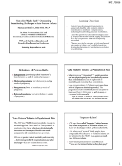 Learning Objectives Definitions of Preterm Births &ldquo;Imposter Babies&rdquo;