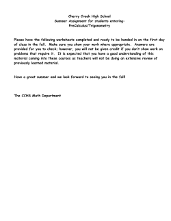 Cherry Creek High School Summer Assignment for students entering