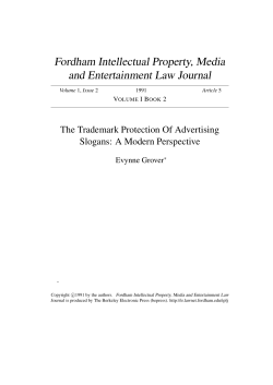 The Trademark Protection Of Advertising Slogans: A