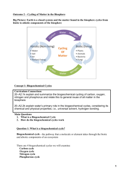 1 Outcome 2 &ndash; Cycling of Matter in the Biosphere Big Picture: Earth