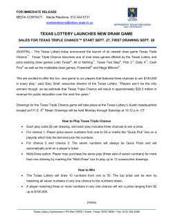 TEXAS LOTTERY LAUNCHES NEW DRAW GAME